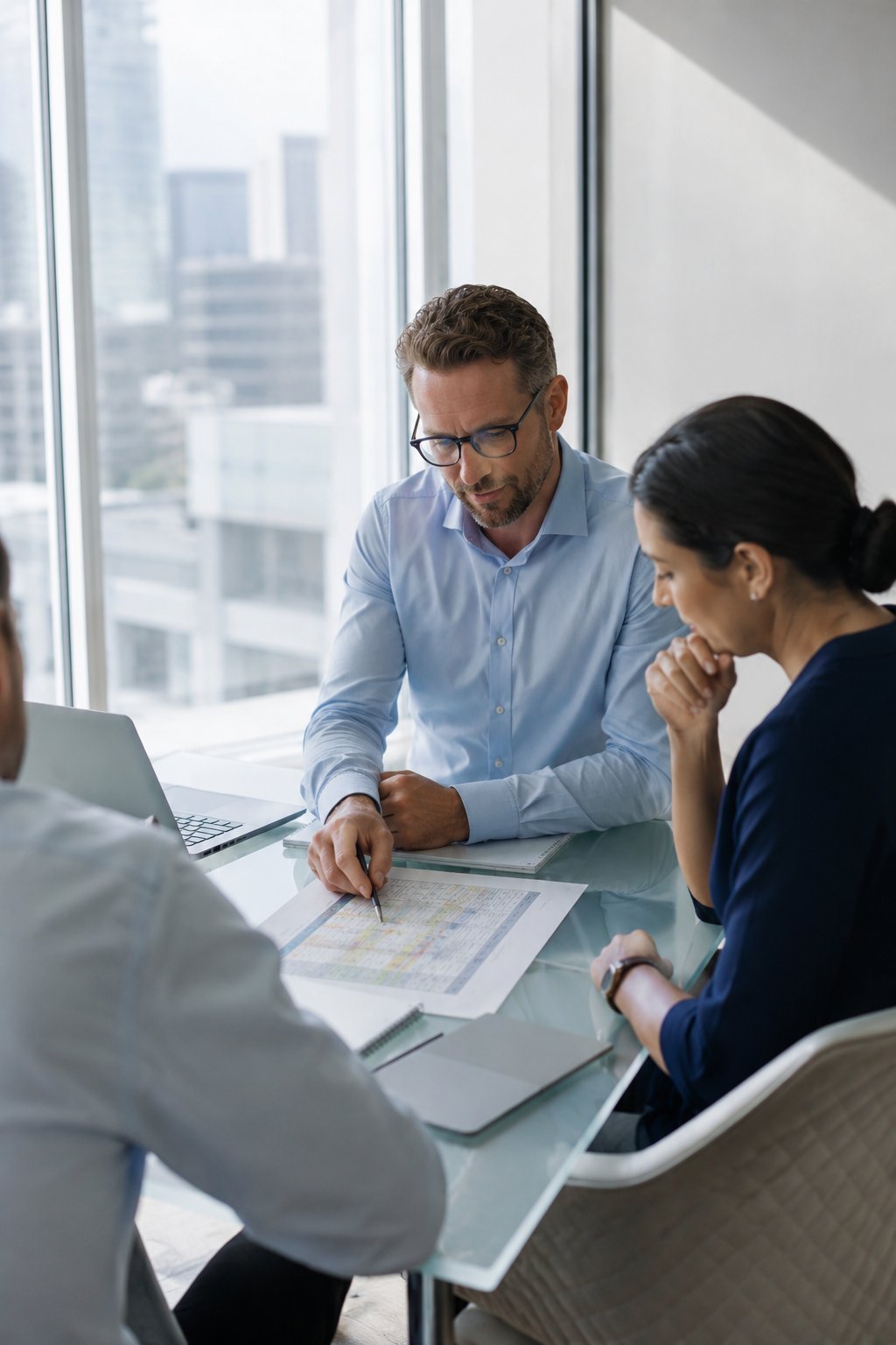 Risk advisory working session reviewing an enterprise risk-and-control matrix